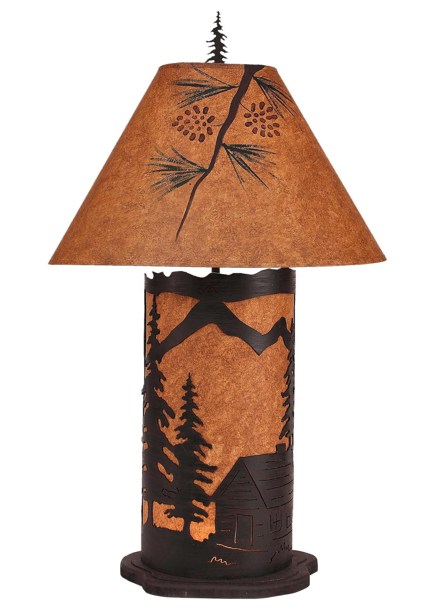 Coast Lamp Manufacturing 34"H Kodiak Large Cabin Scene Table Lamp With Night Light