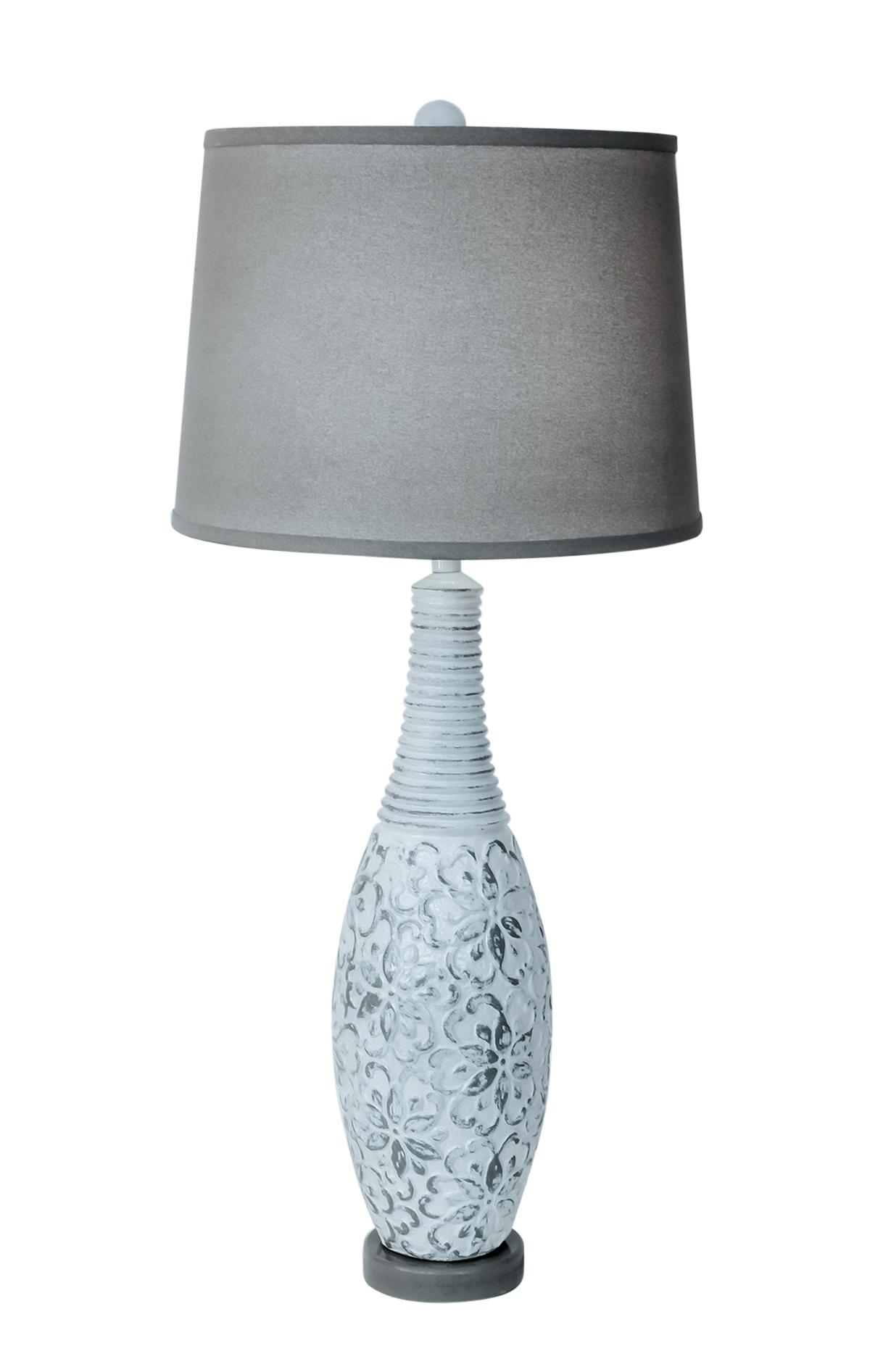 Coast Lamp Manufacturing 35"H Farmhouse Flower And Vine Table Lamp With Gray Round Base