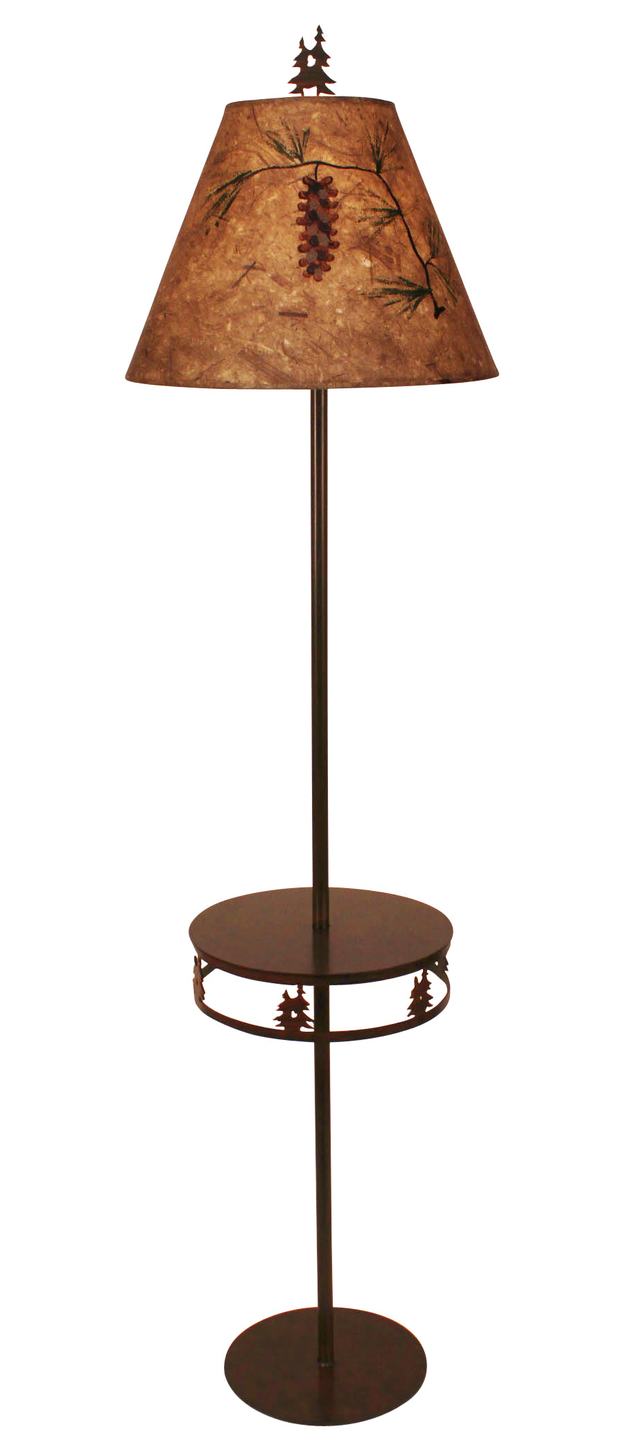 Coast Lamp Manufacturing 62"H Burnt Sienna Iron Round Double Tree Band Drink Table Tray Floor Lamp