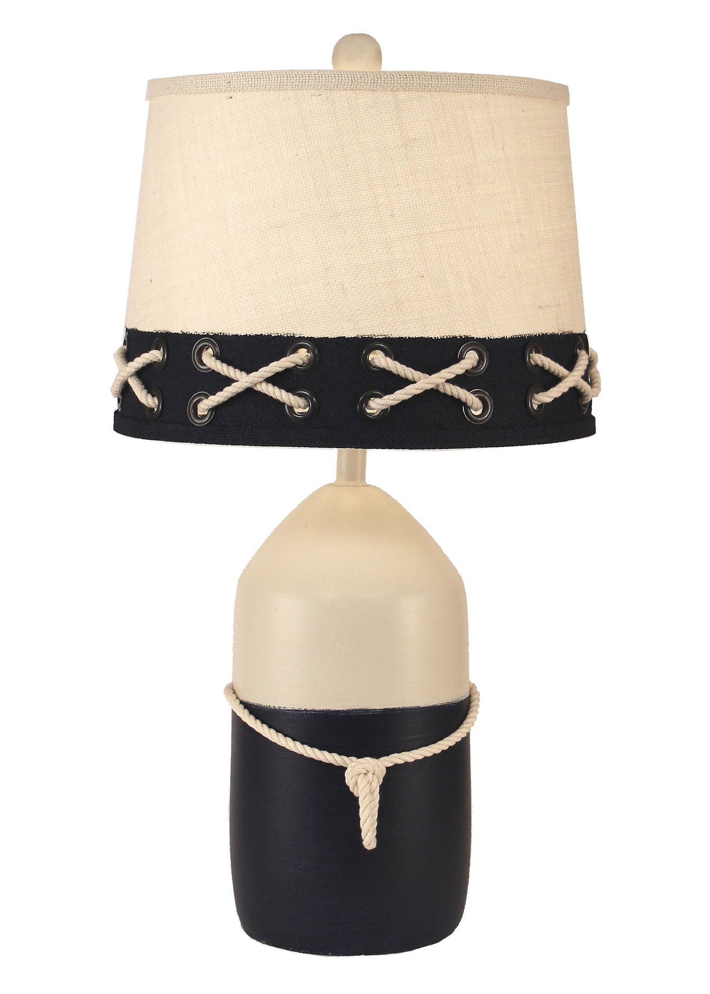 Coast Lamp Manufacturing Coastal Living 26"H Solid Cottage & Navy Large Bouy With White Rope Table Lamp