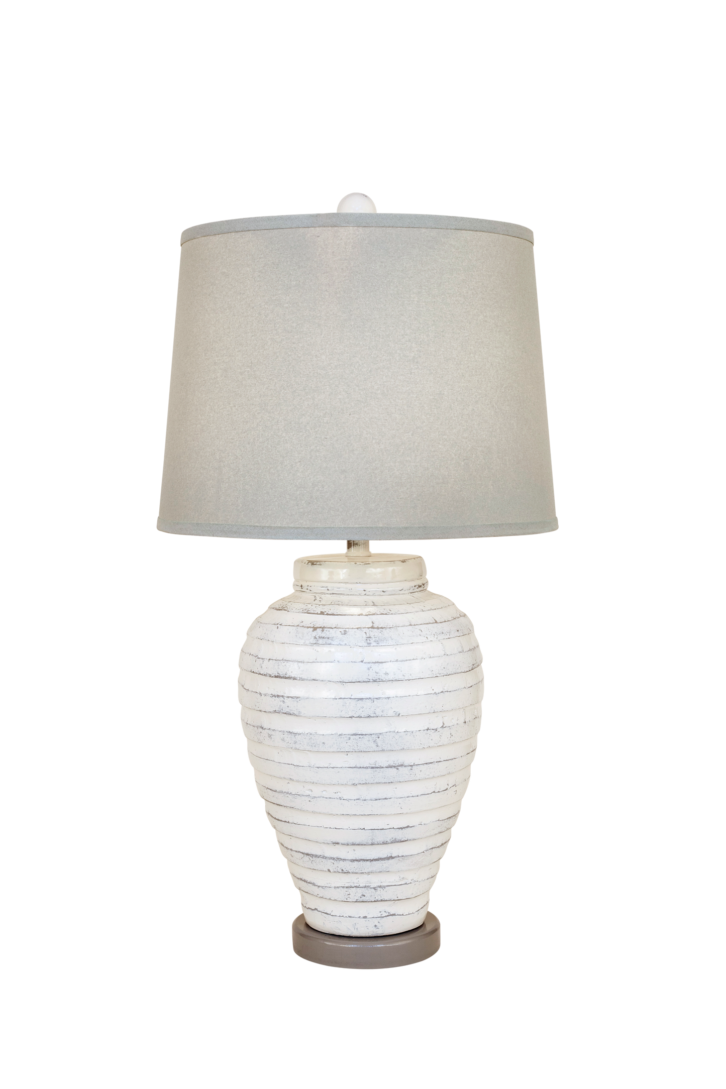 Coast Lamp Manufacturing Coastal Living 27"H Farmhouse Small Pottery Table Lamp With Gray Base And Gray Linen Shade