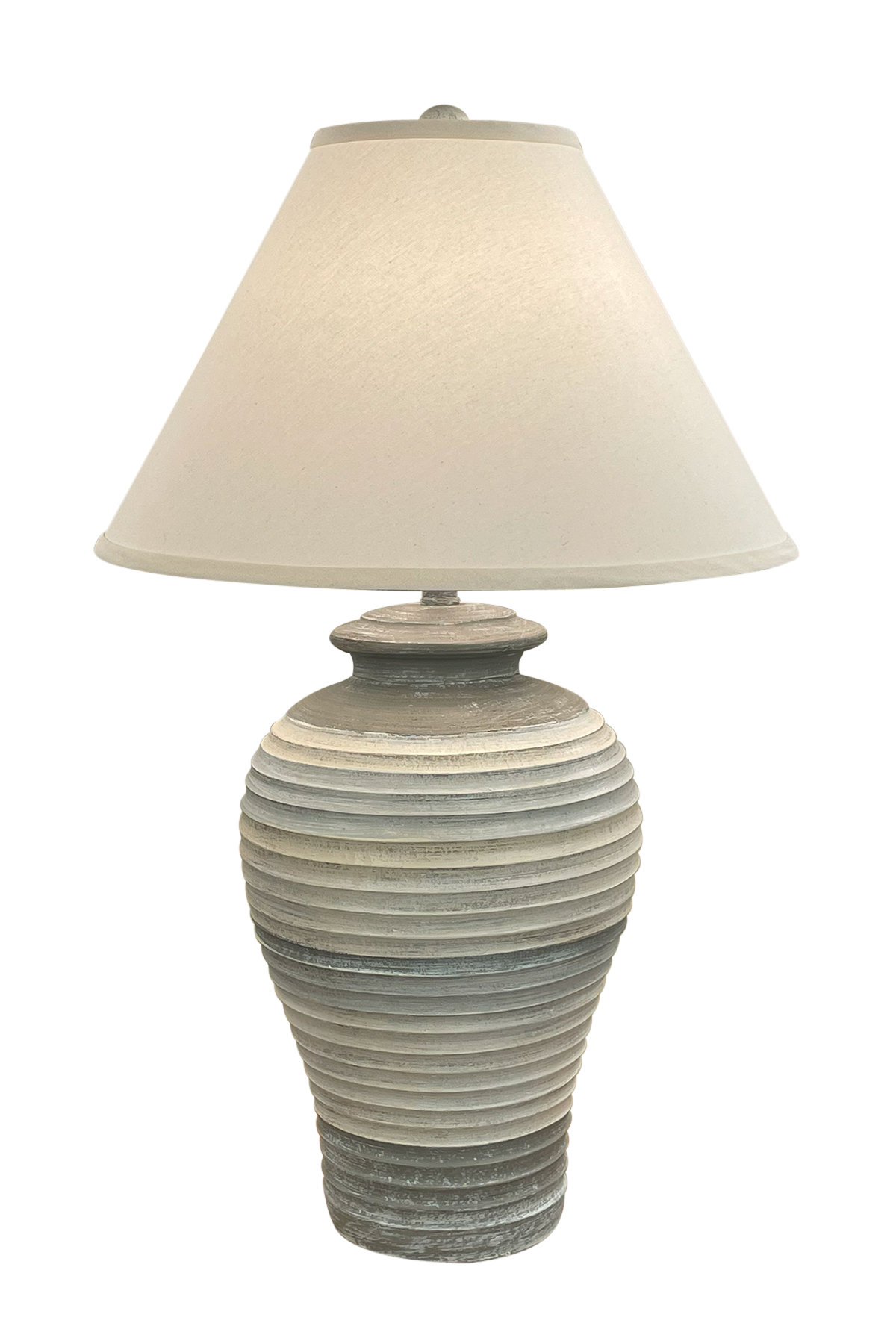 Coast Lamp Manufacturing Coastal Living 29"H Multi Gray Stripe Chunky Ribbed Table Lamp