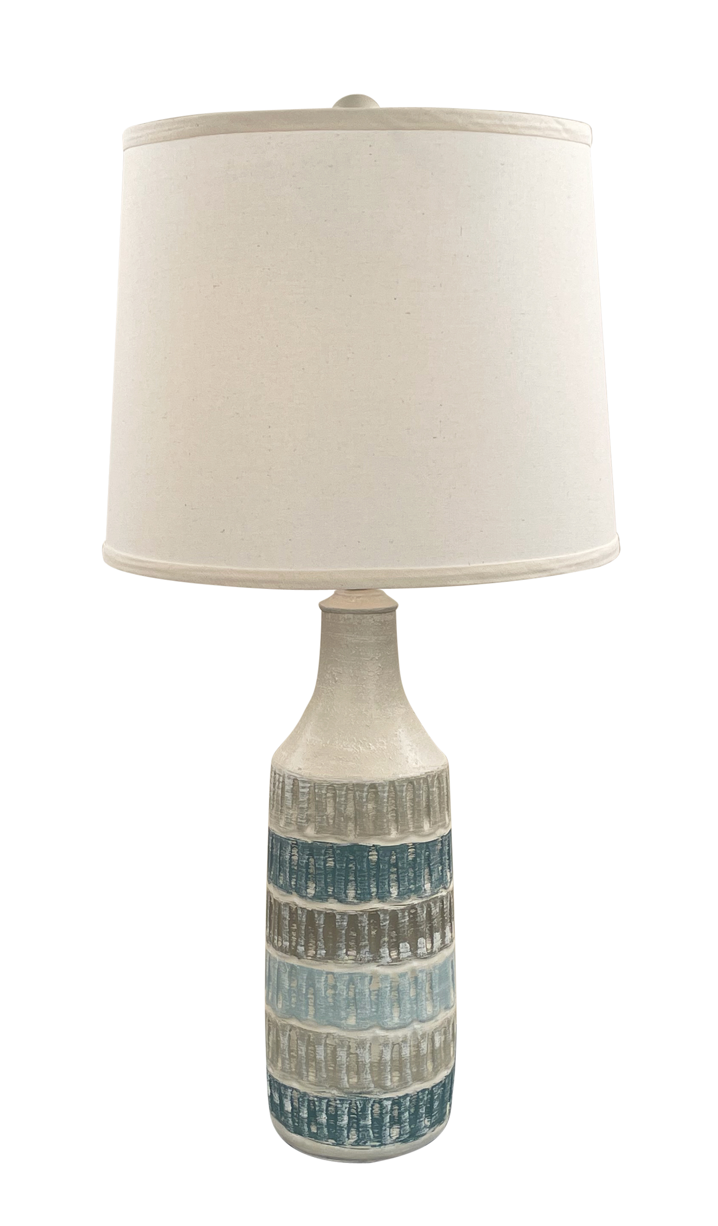 Coast Lamp Manufacturing Coastal Living 30"H Cottage & Seamist Round Pot Table Lamp With Oval Indentions