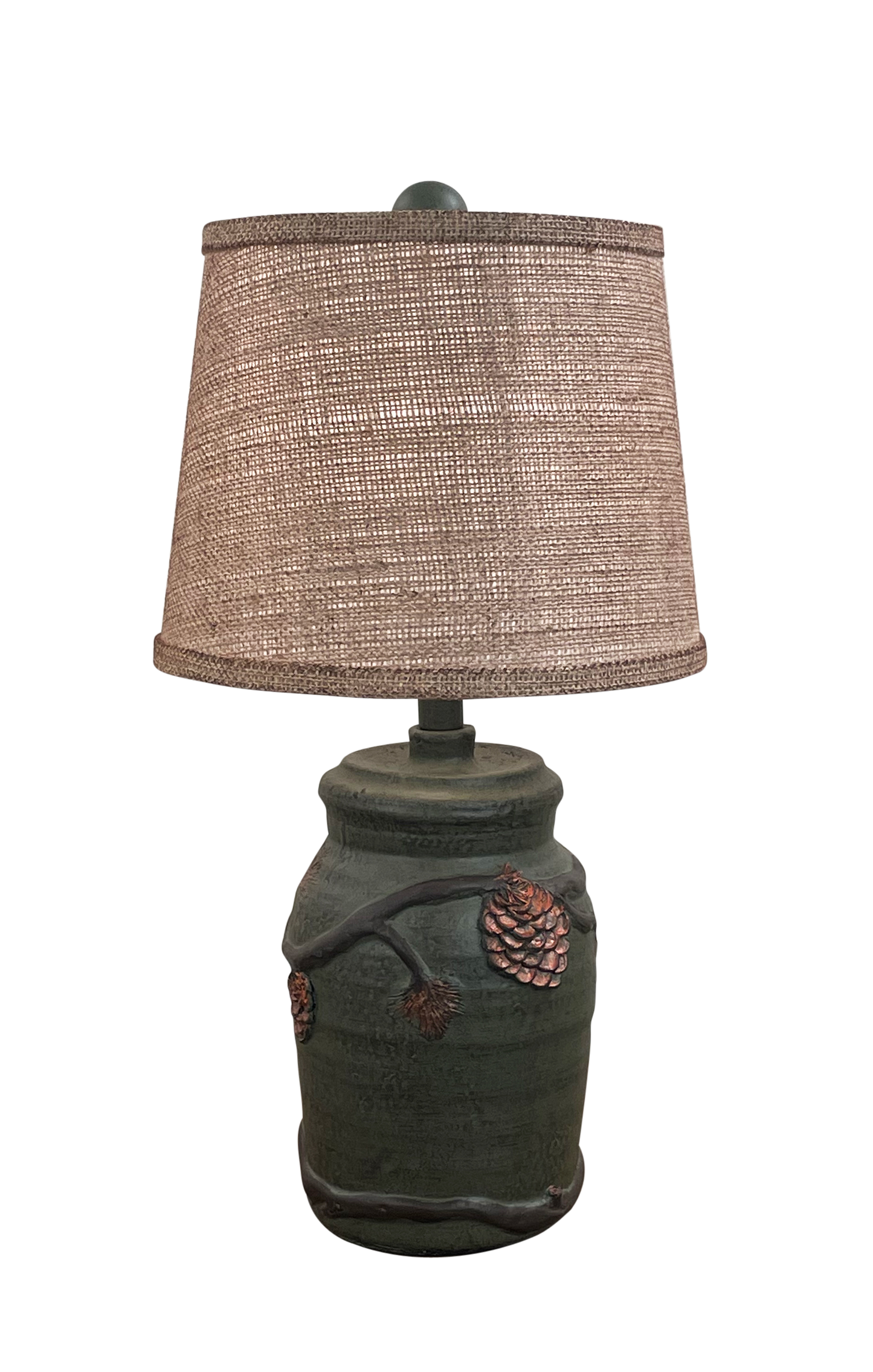 Coast Lamp Manufacturing Rustic Living 20"H Pine Bronze Mini Pinecone Accent Lamp With Burlap Shade