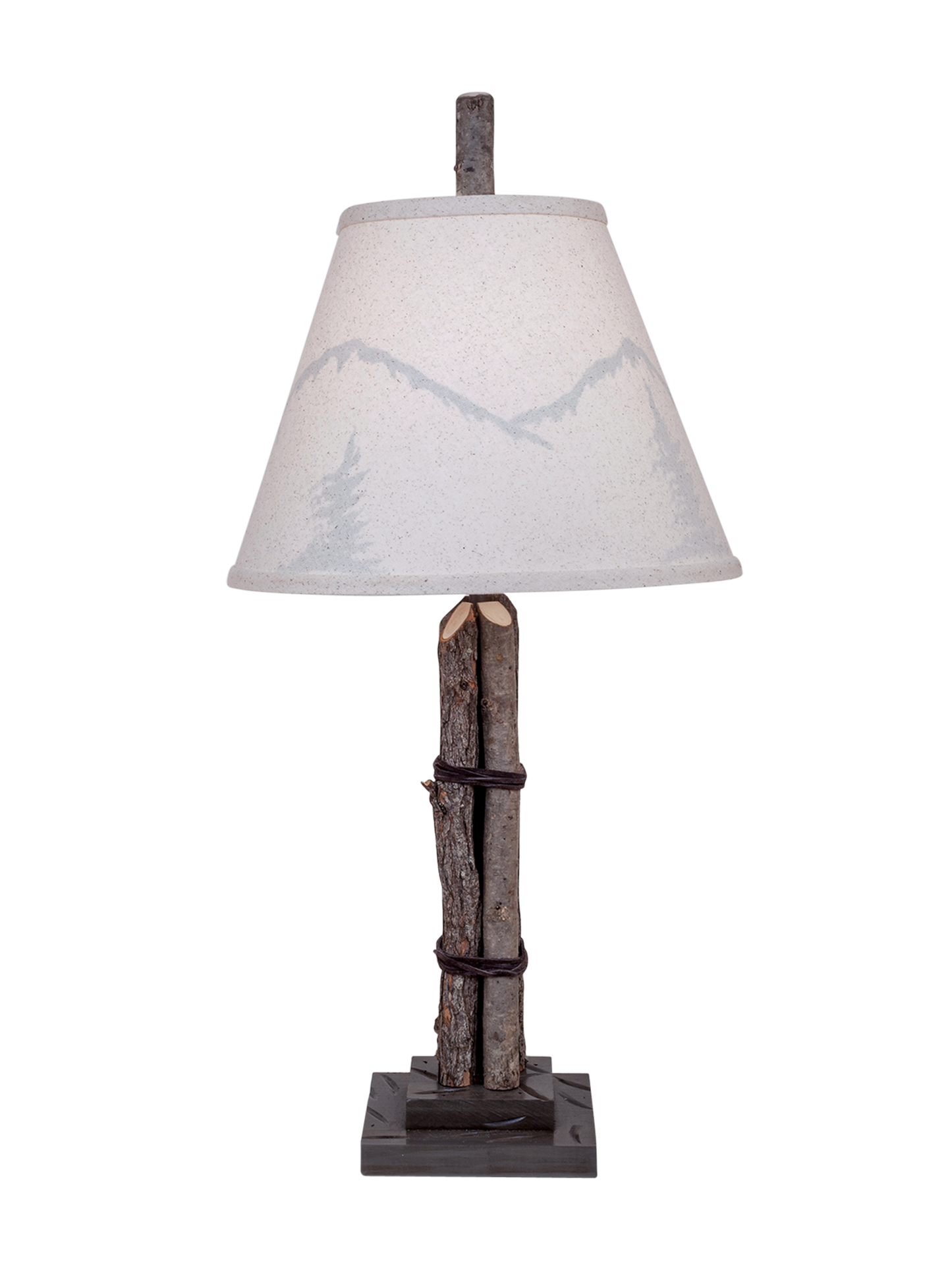 Coast Lamp Manufacturing Rustic Living 24"H Gray Glaze Stick Table Lamp With Mountain Scene Shade