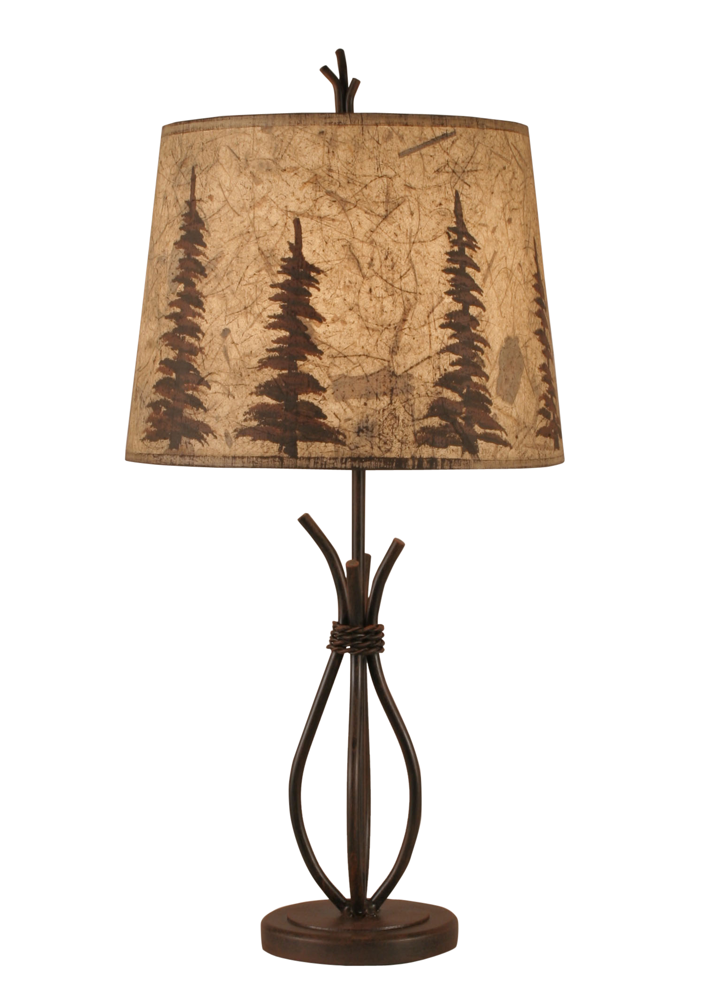 Coast Lamp Manufacturing Rustic Living 24"H Rust Streaked Iron Stack Accent Lamp With Feather Tree Shade