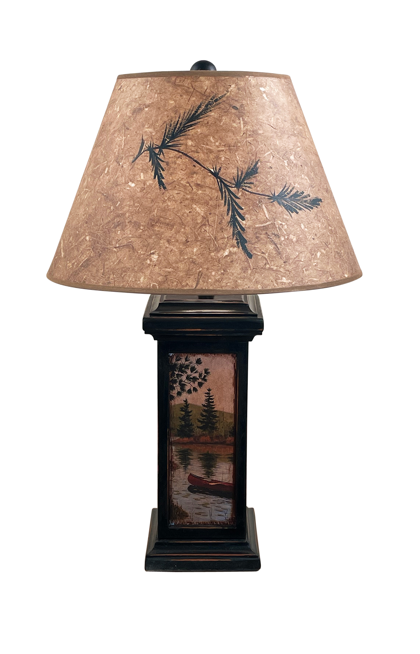 Coast Lamp Manufacturing Rustic Living 29"H Distressed Black Small Square Canoe Scene Table Lamp