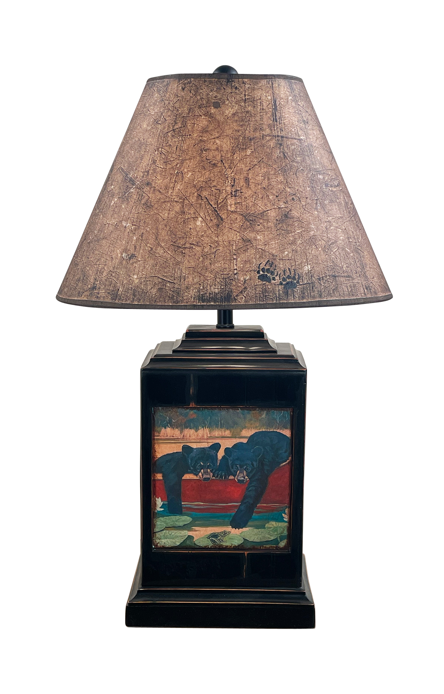 Coast Lamp Manufacturing Rustic Living 30"H Distressed Black Rectangle Cubs In Canoe Table Lamp
