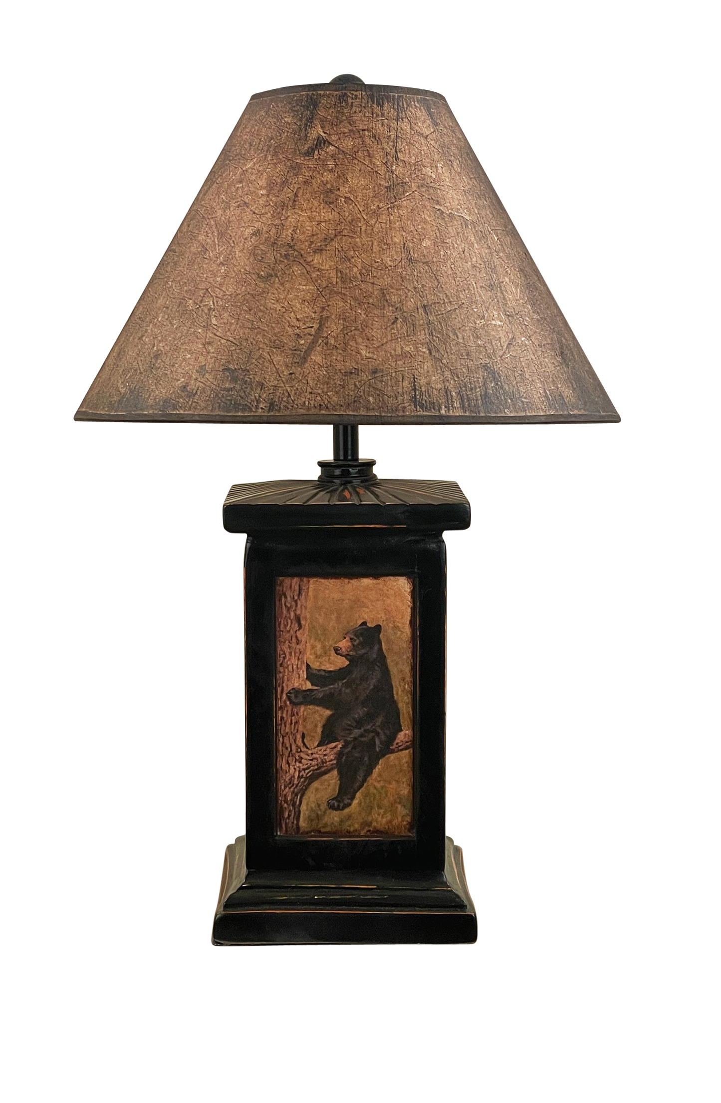 Coast Lamp Manufacturing Rustic Living 30"H Distressed Black Square Bear In Tree Scene Table Lamp