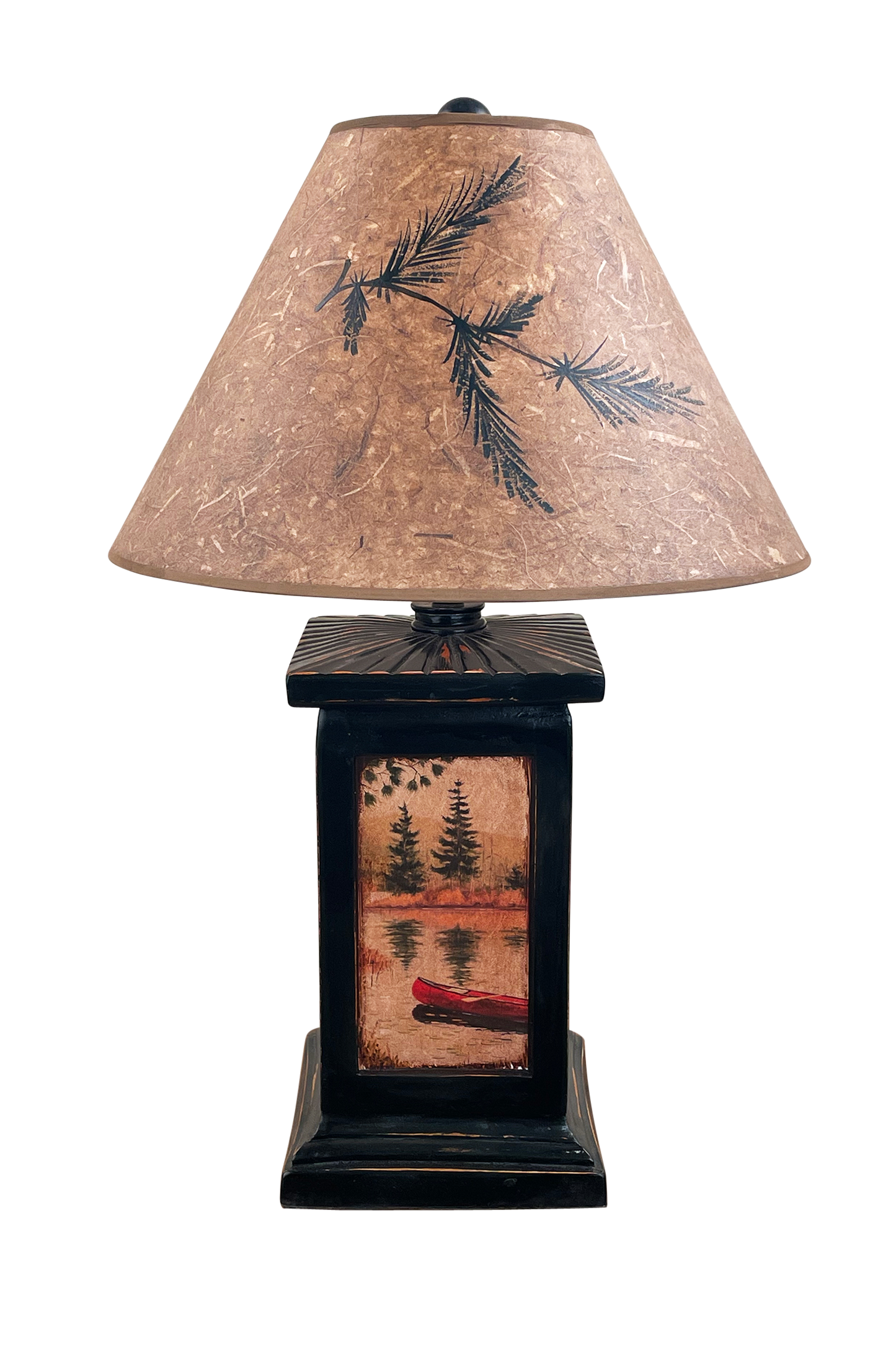 Coast Lamp Manufacturing Rustic Living 30"H Distressed Black Square Canoe Scene Table Lamp