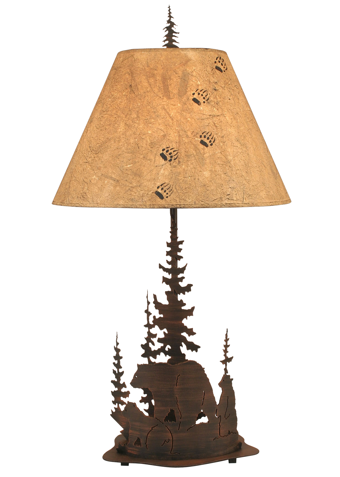 Coast Lamp Manufacturing Rustic Living 33"H Burnt Sienna Feather Tree & Bear Scene Table Lamp