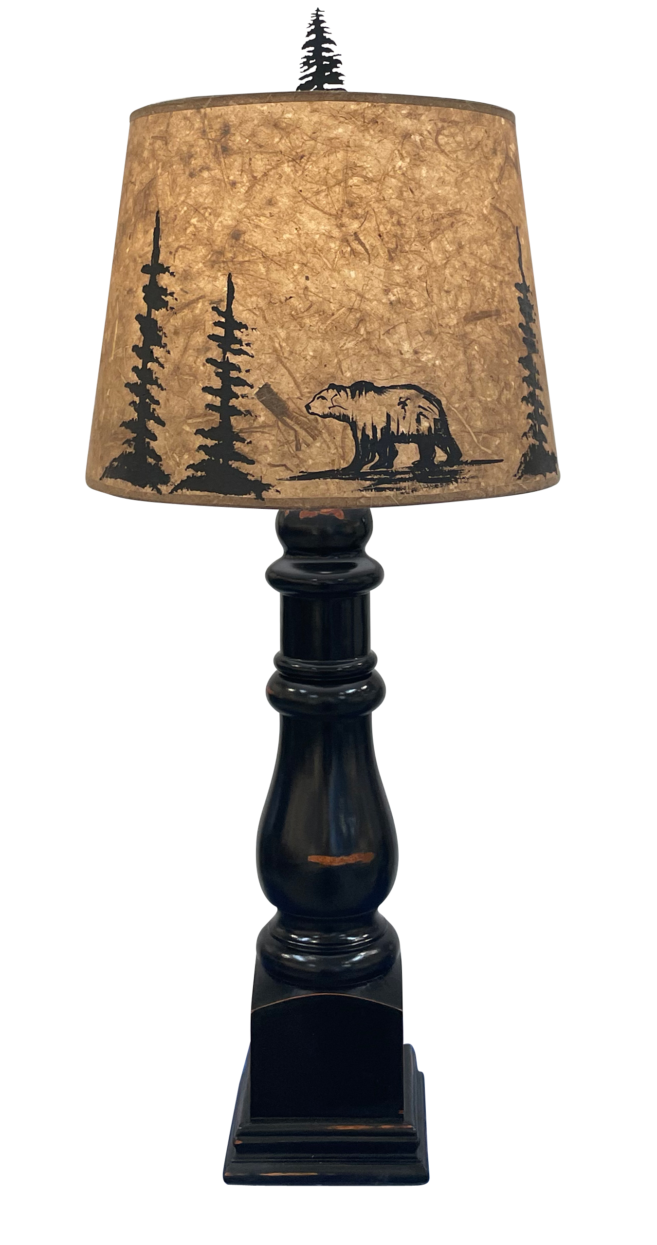 Coast Lamp Manufacturing Rustic Living 34"H Distressed Black Country Squire Table Lamp With Handpainted Shade