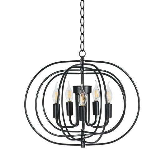 Costway 16" Folding Rotatable Chandelier 5 Lights Metal Ceiling Lamp