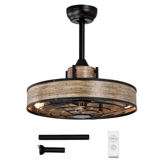 Costway 20" Coffee Caged Ceiling Fan with Light and 3 Wind Speeds