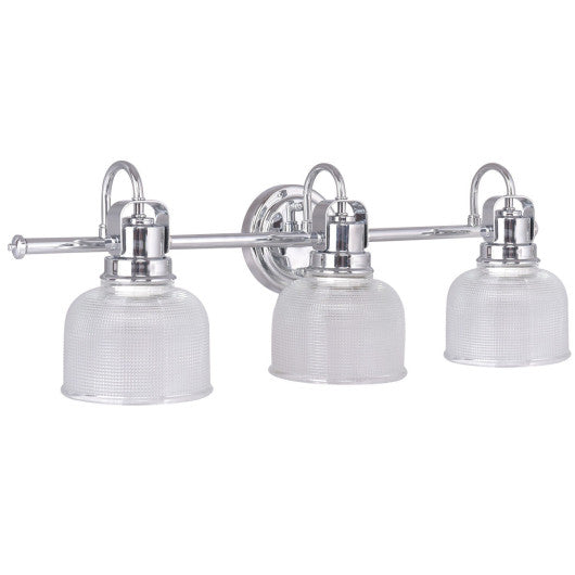 Costway 3 Light Brushed Chrome Glass Wall Mounted Vanity Light