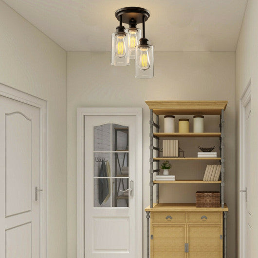 Costway 3-Light Semi Flush Mount Ceiling with Black Finish