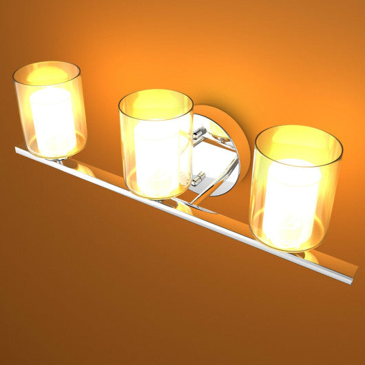 Costway 3-Light Wall Sconce light Fixture w/ Brushed Chrome Finish