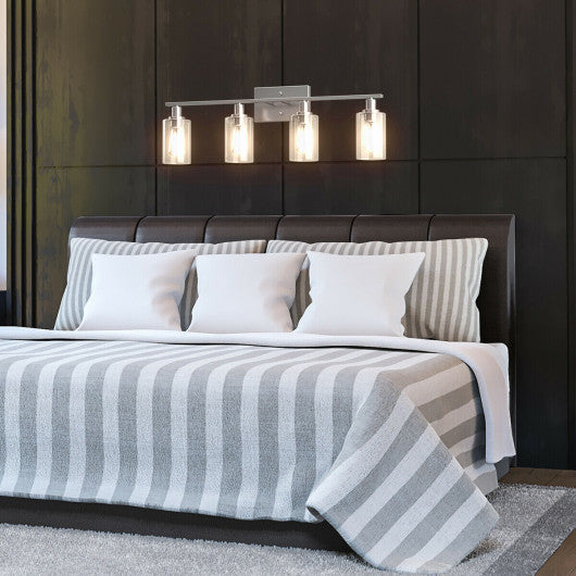Costway 4-Light Silver Wall Sconce with Clear Glass Shade