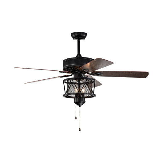 Costway 50" Black Ceiling Fan with Lights Reversible Blades and Pull Chain Control