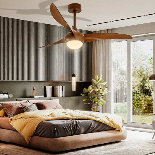 Costway 52" Ceiling Fan with Changeable Light Color and 6-Level Adjustable Speed-Brown
