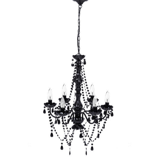 Costway 6 Lights Pendant Crystal Candle Chandeliers Lighting