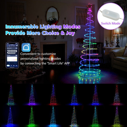 Costway 6' White Light Up Spiral Christmas Tree with Tree Top Star