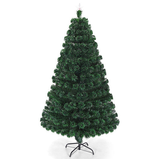 Costway 7' Multicolor Artificial Christmas Tree with LED Light and Metal Stand