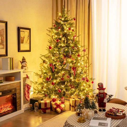 Costway 7' Pre-lit Christmas Tree with 280 Warm White LED Lights and 8 Lighting Modes