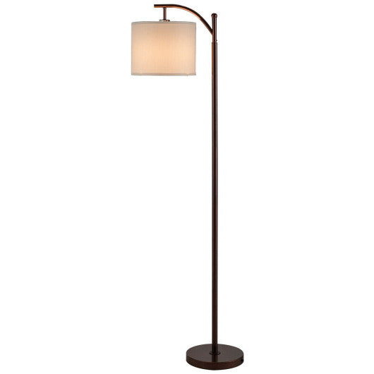 Costway Brown Standing Industrial Arc Light with Hanging Lamp Shade Bedroom