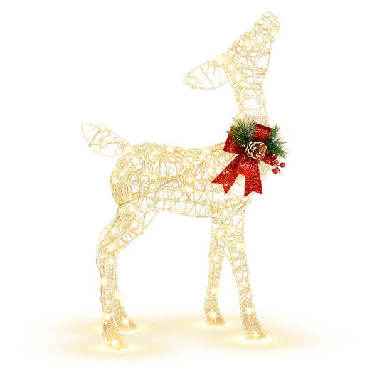 Costway Lighted Christmas Reindeer Decorations with 50 LED Lights for Outdoor Yard