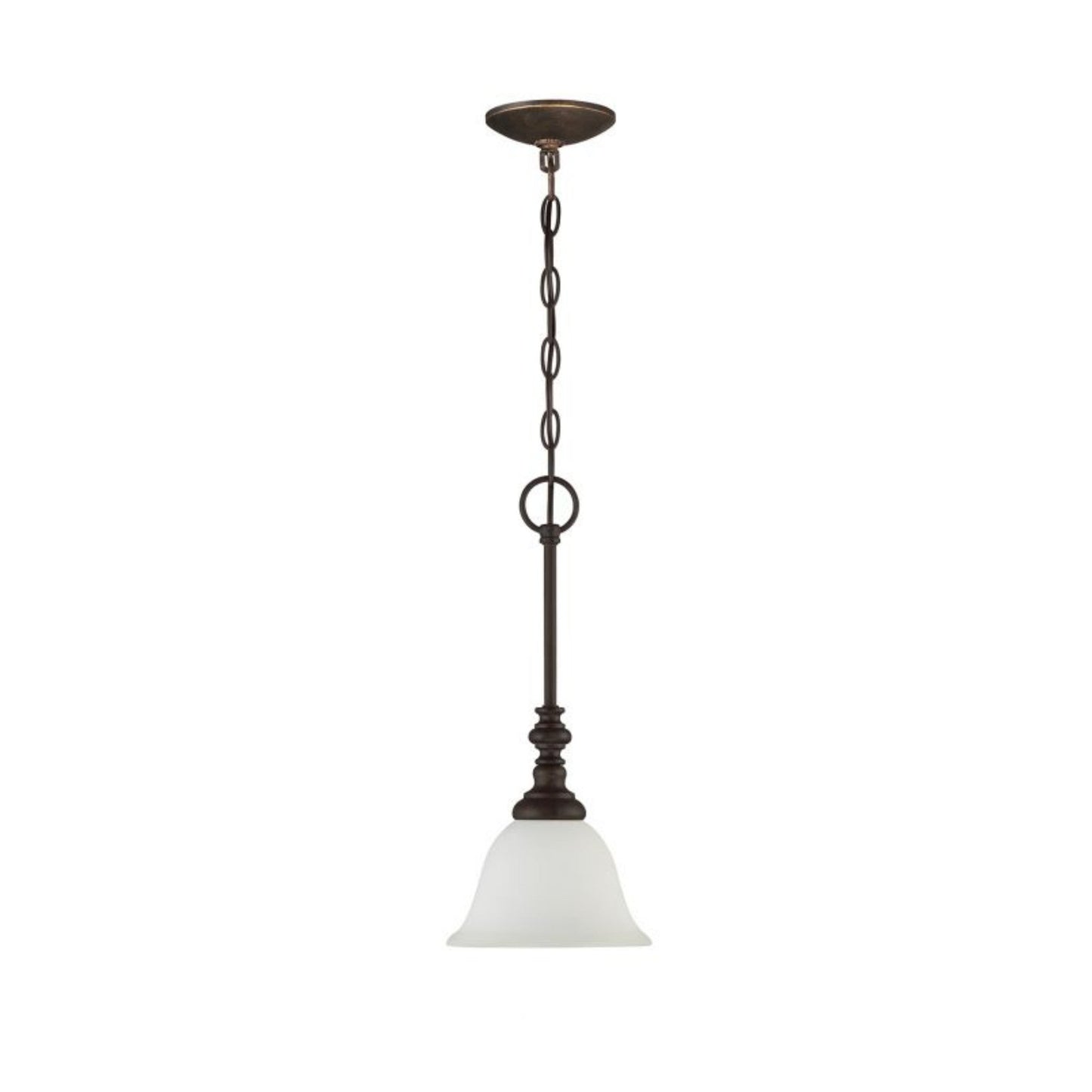 Craftmade Barrett Place 7" 1-Light Mocha Bronze Pendant Light With White Frosted Glass Shade