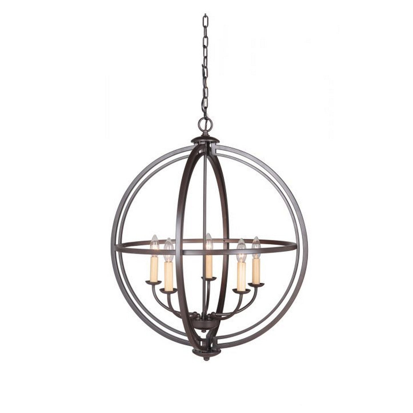 Craftmade Berkeley 26" 5-Light Espresso Candelabra Foyer Chandelier With Round Metal Frame
