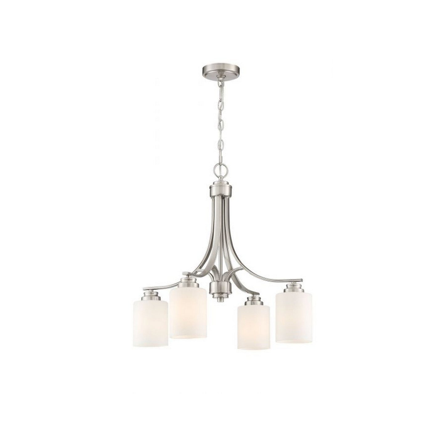 Craftmade Bolden 23" 4-Light Brushed Polished Nickel Chandelier With White Frosted Glass Shades