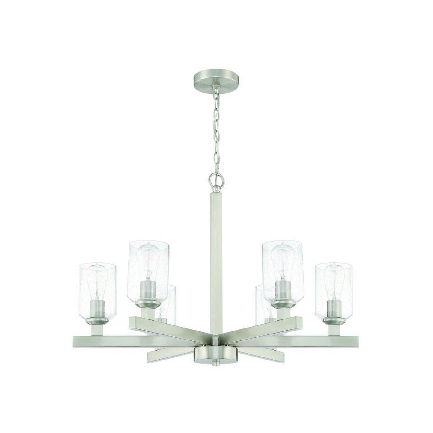 Craftmade Chicago 30" 6-Light Brushed Polished Nickel Bare Bulb Chandelier