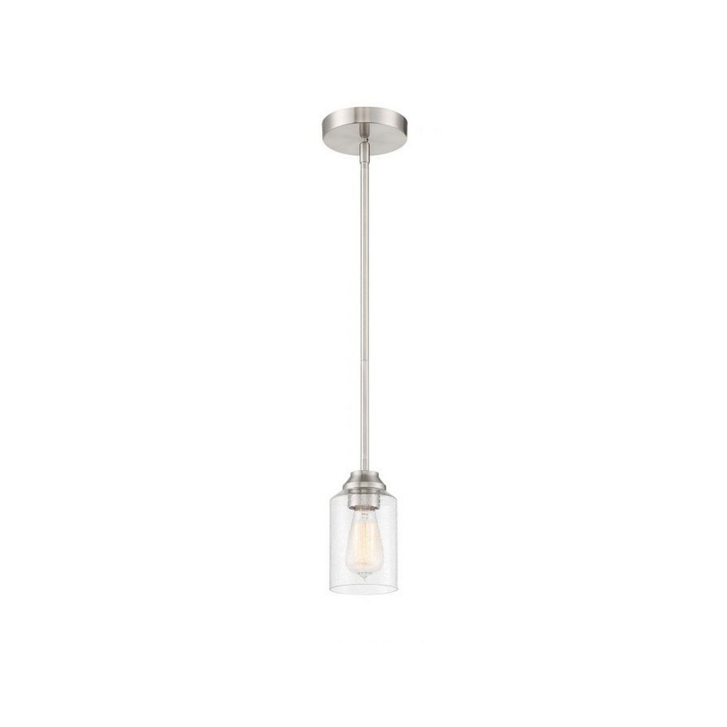 Craftmade Chicago 5" 1-Light Brushed Polished Nickel Mini-Pendant Light With Clear Seeded Glass Shade