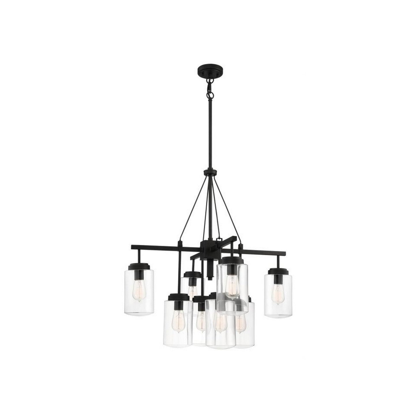 Craftmade Crosspoint 30" 8-Light Espresso Chandelier With Clear Glass Canister Shades