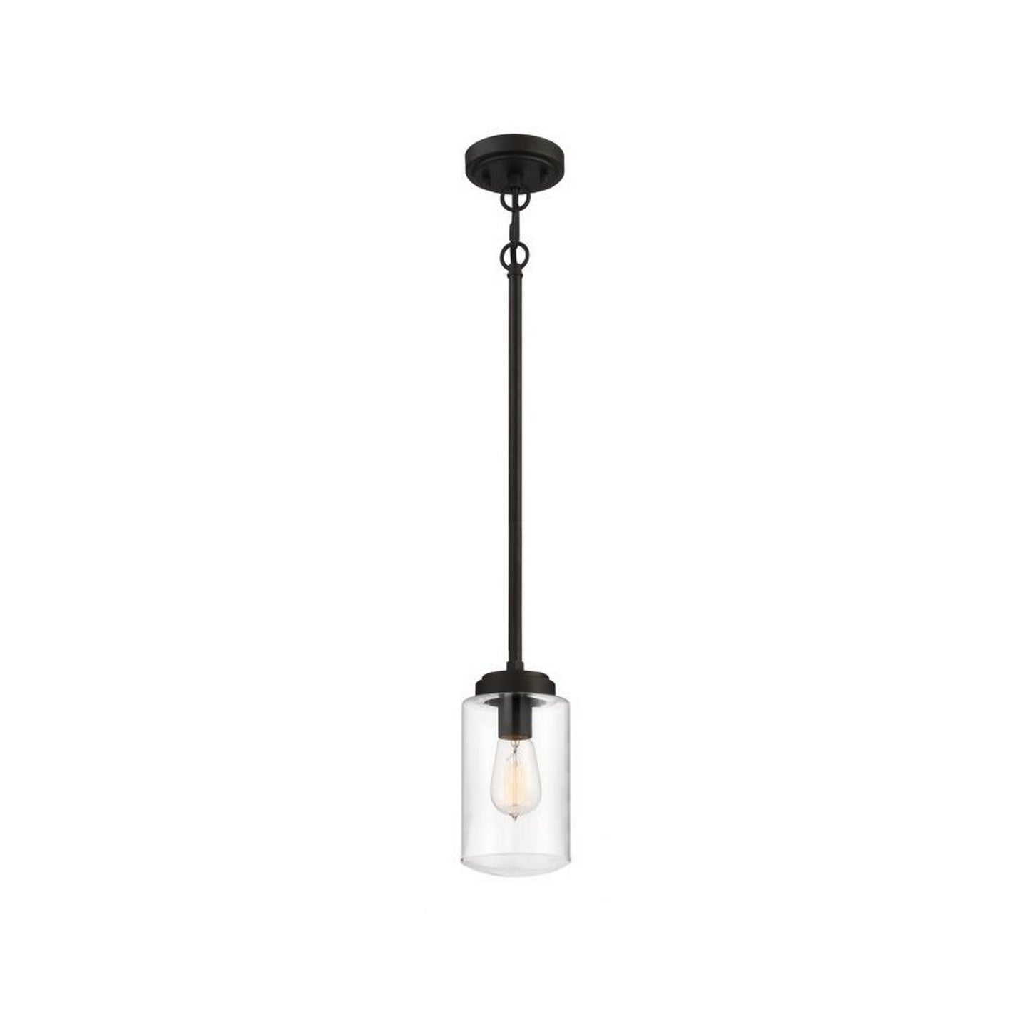 Craftmade Crosspoint 5" 1-Light Espresso Mini-Pendant Light With Clear Glass Canister Shade
