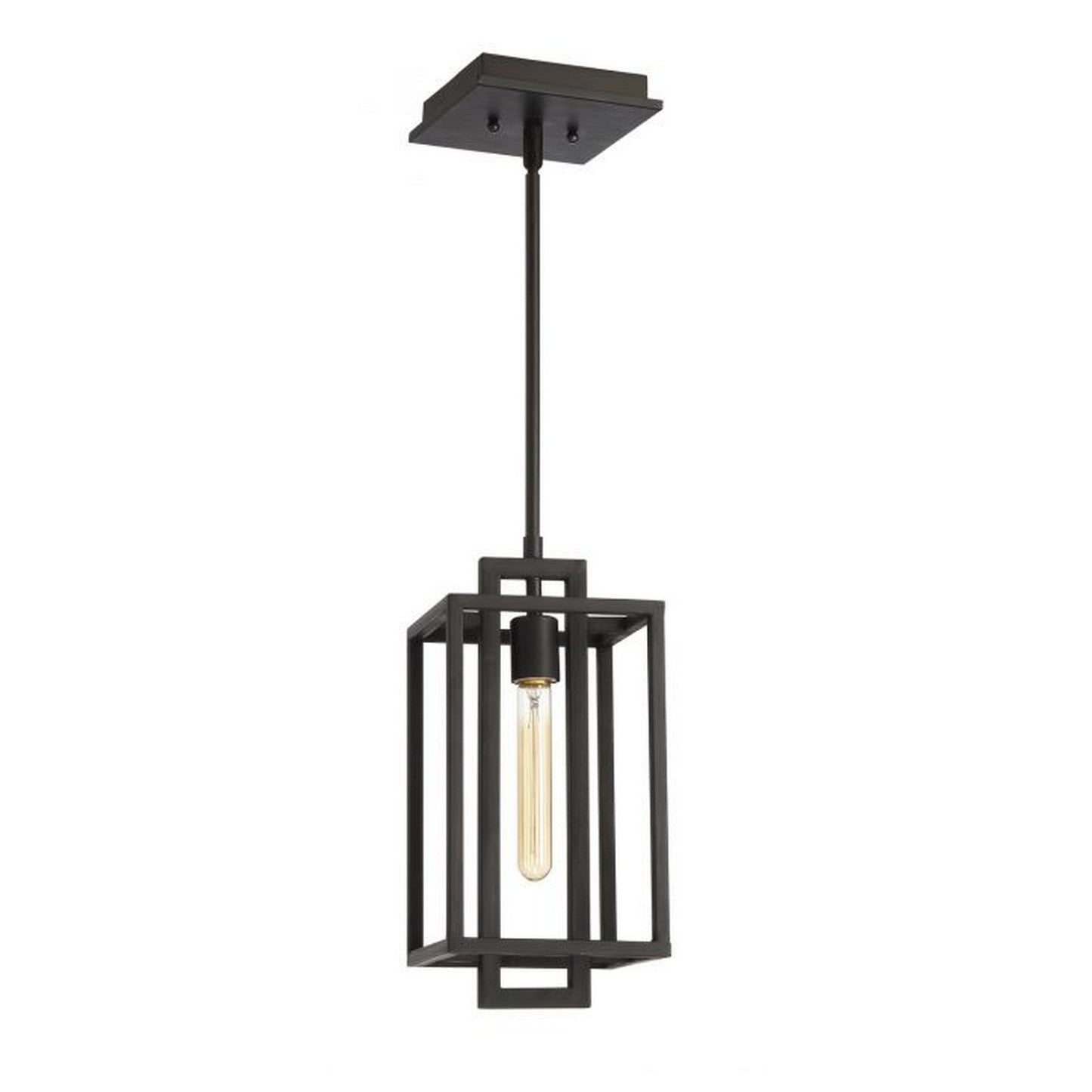 Craftmade Cubic 7" 1-Light Aged Brushed Bronze Mini-Pendant Light With Open Geometric Frame