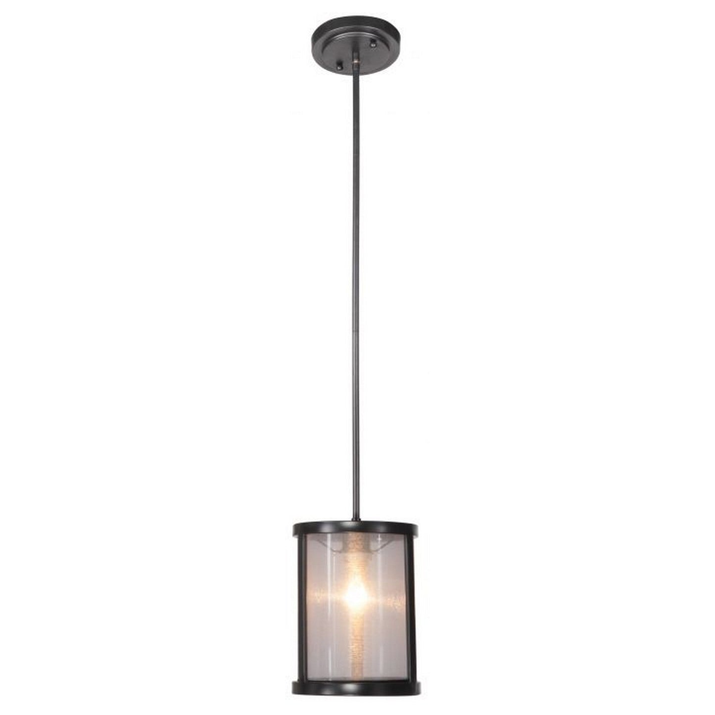 Craftmade Dandury 8" 1-Light Matte Black Pendant Light With Cylindrical Organza-Wrapped Acrylic Shade