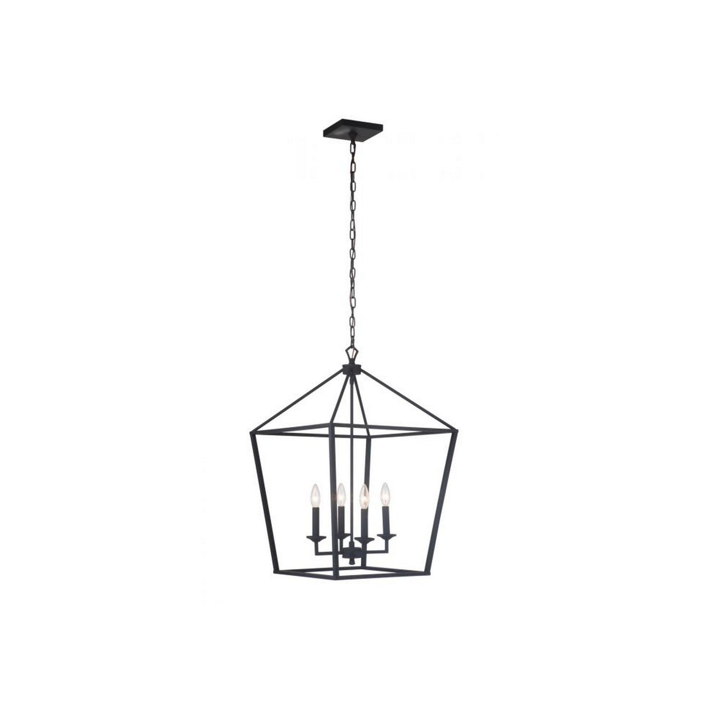 Craftmade Flynt 19" 4-Light Flat Black Candelabra Foyer Chandelier With Open Metal Frame