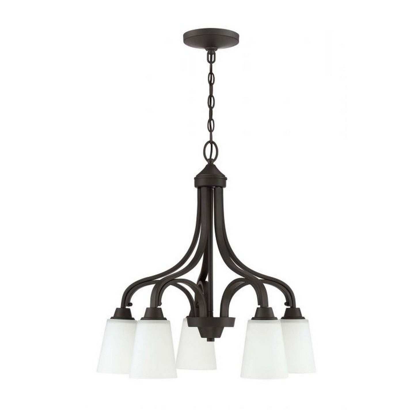 Craftmade Grace 24" 5-Light Espresso Light Down Chandelier With White Frosted Glass Shades