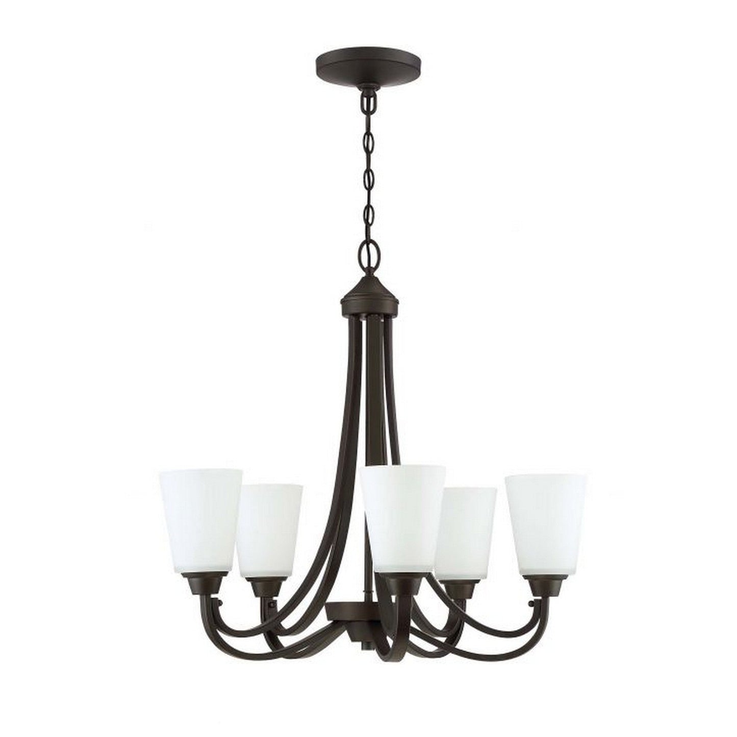 Craftmade Grace 26" 5-Light Espresso Chandelier With White Frosted Glass Shades