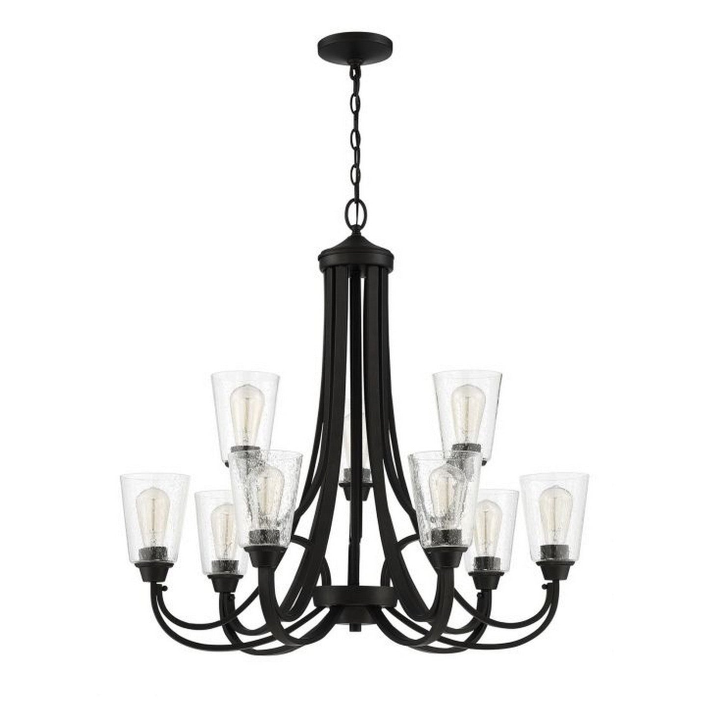 Craftmade Grace 32" 9-Light Espresso Chandelier With Clear Seeded Glass Shades