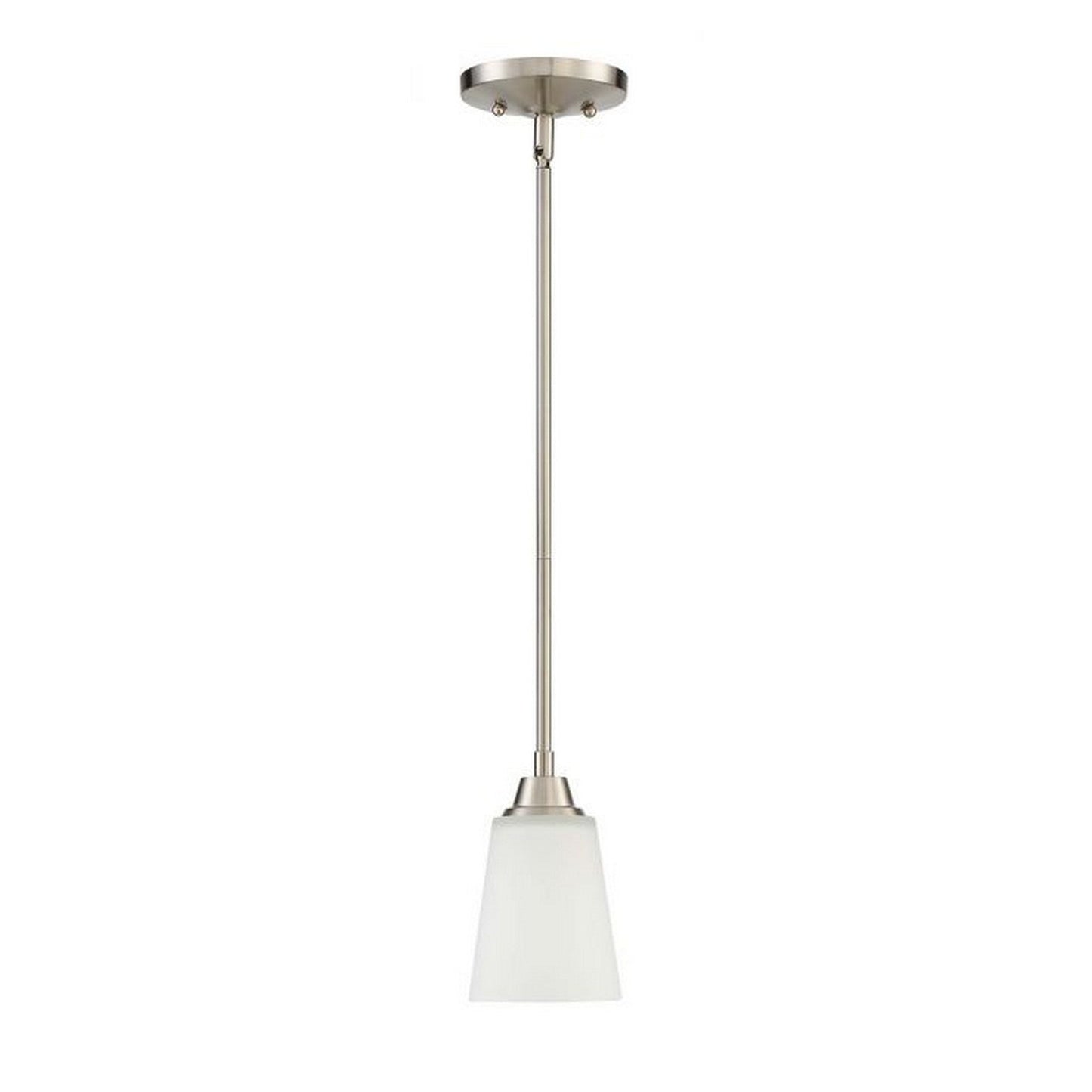 Craftmade Grace 5" 1-Light Brushed Polished Nickel Mini-Pendant Light With White Frosted Glass Shade