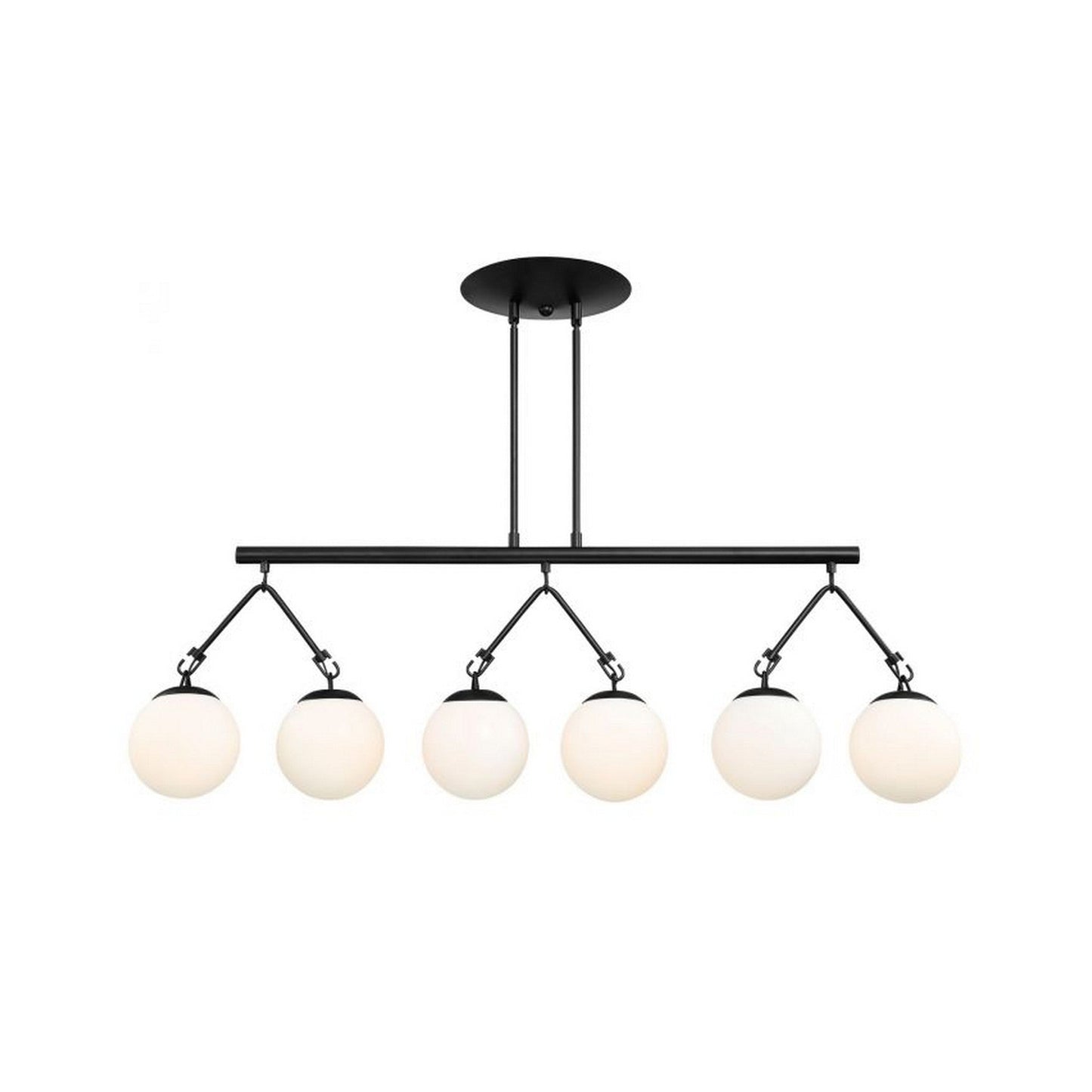 Craftmade Orion 45" 6-Light Flat Black Kitchen Island Light With White Frosted Globe Shades