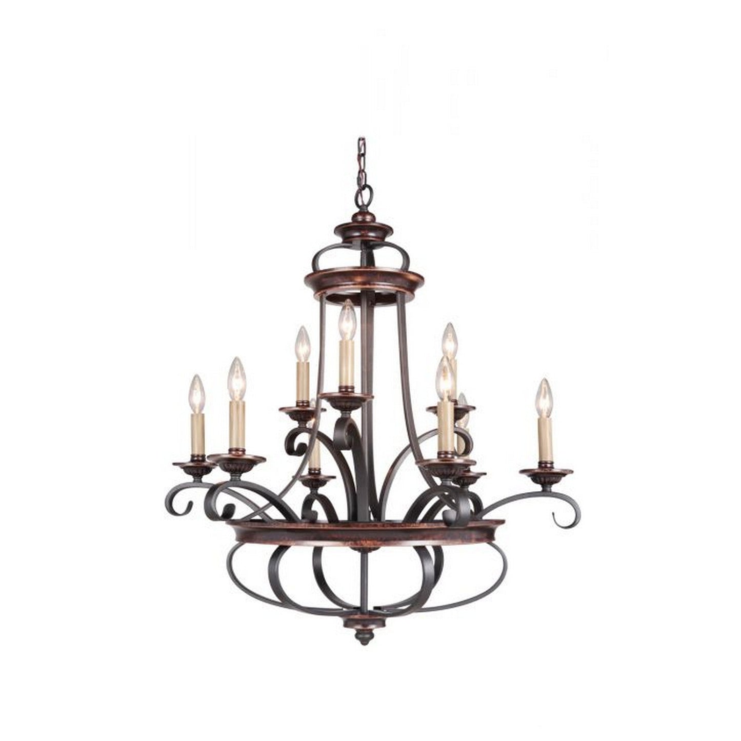 Craftmade Stafford 31" 9-Light 2-Tier Aged Bronze and Textured Black Candelabra Chandelier