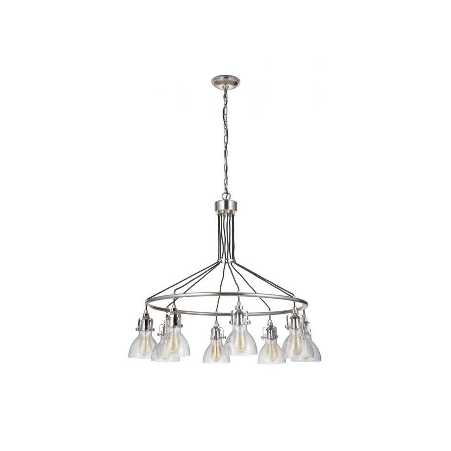 Craftmade State House 37" 8-Light Polished Nickel Chandelier With Dome Glass Shades
