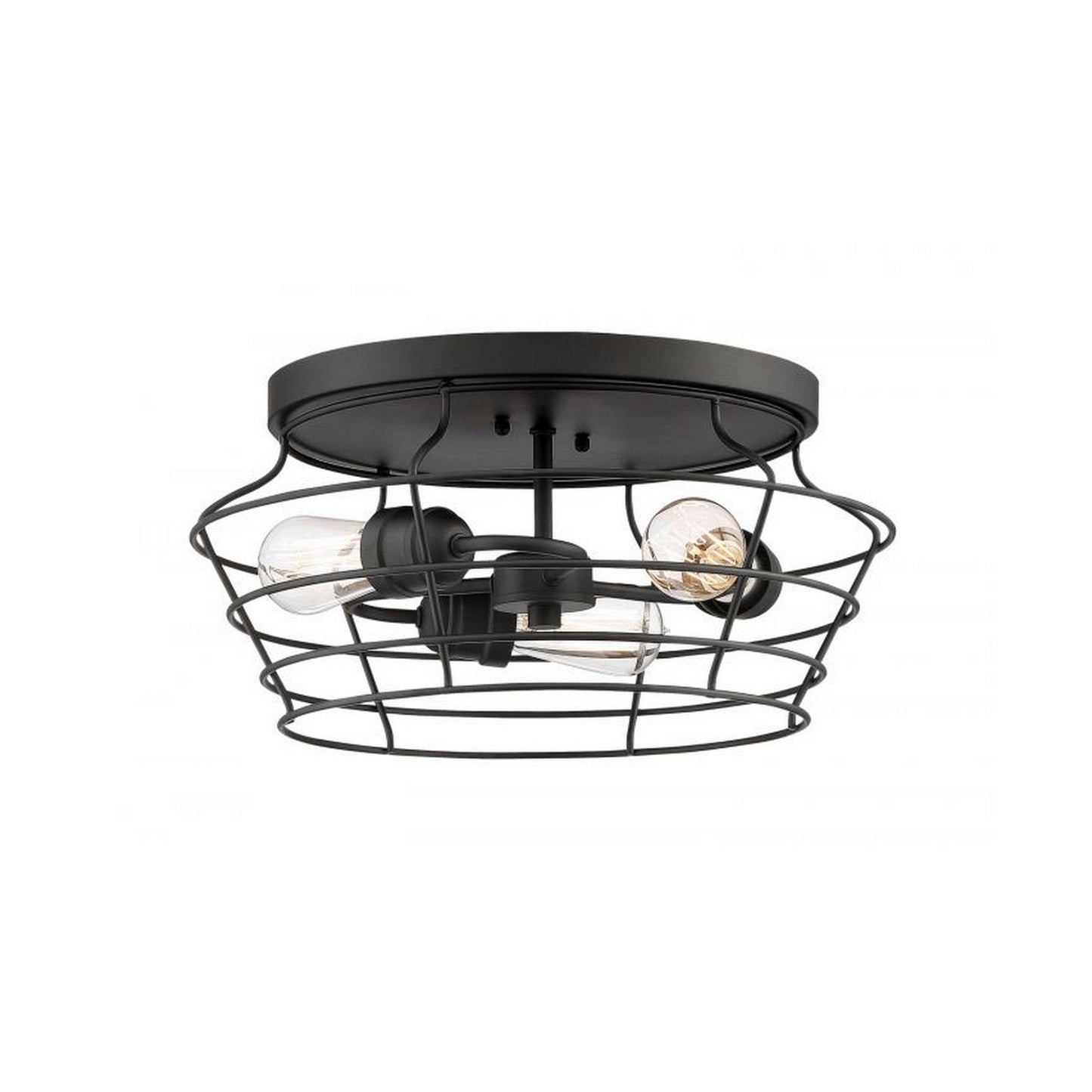 Craftmade Thatcher 17" 3-Light Flat Black Flush Mount Light With Metal Wire Shade