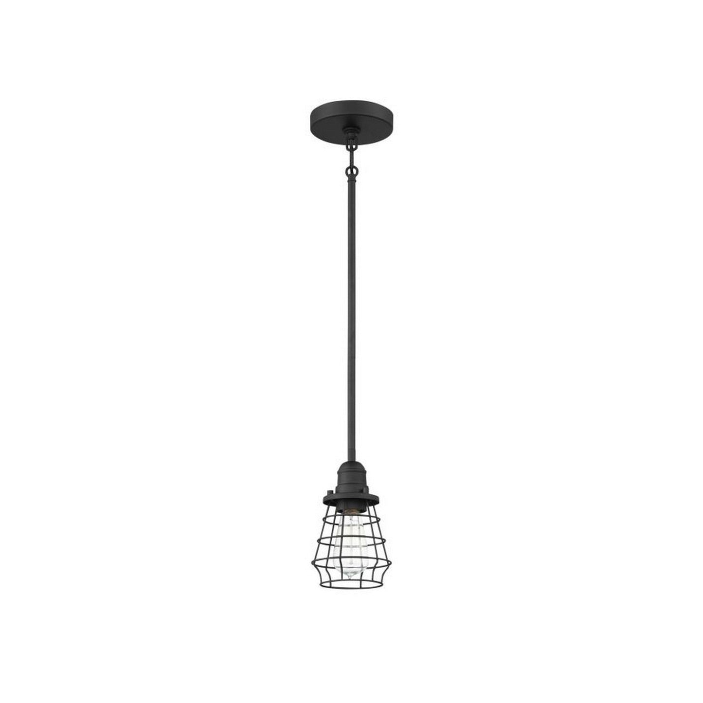 Craftmade Thatcher 5" 1-Light Flat Black Mini-Pendant Light With Metal Wire Shade