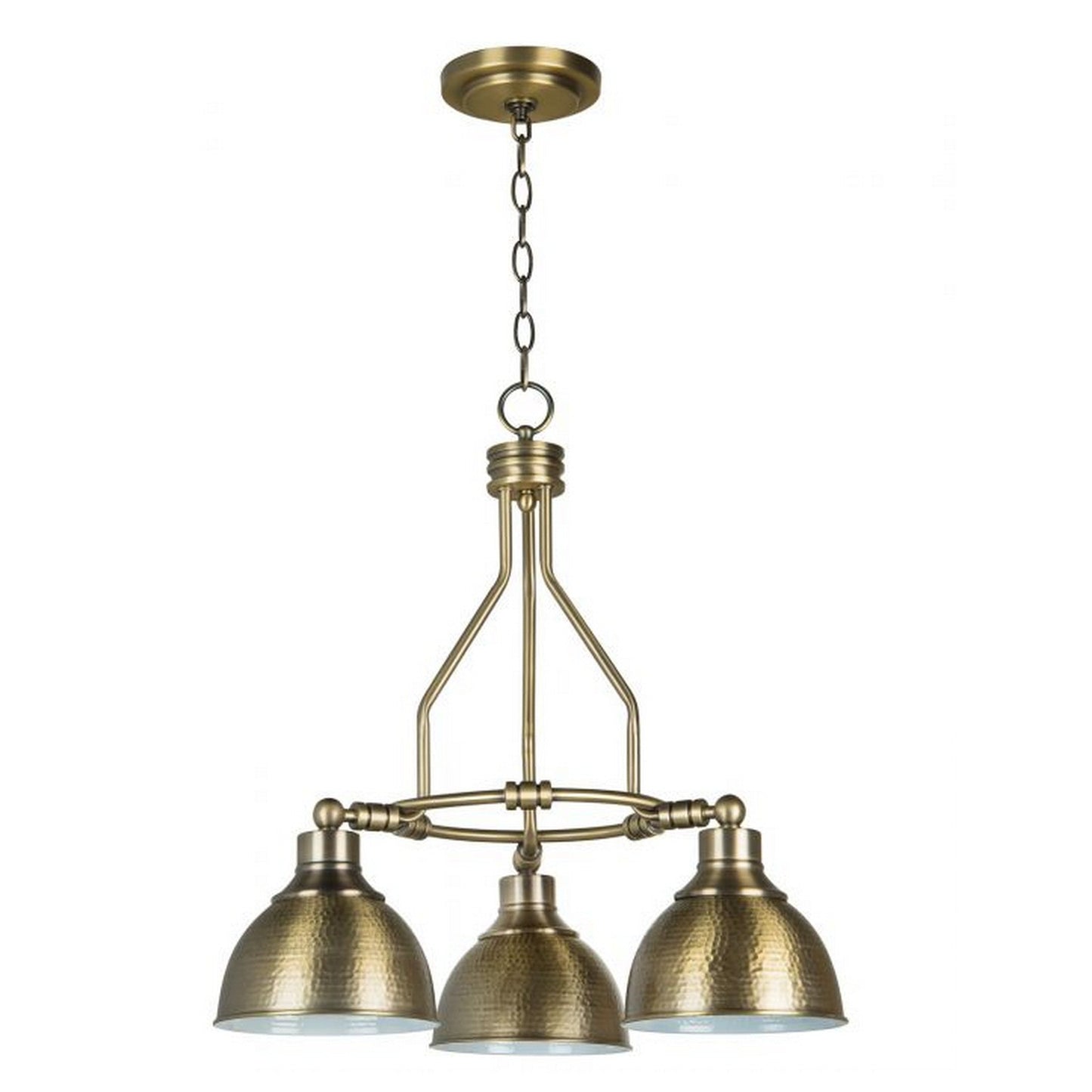 Craftmade Timarron 23" 3-Light Legacy Brass Light Down Chandelier With Hammered Metal Shades